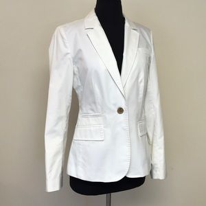 JCREW Collections White Twill Cotton Blazer Size 8